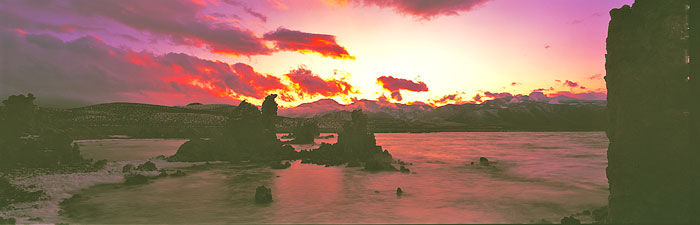 Fine Art Panorama Landscape Photography Sunset at South Tufas, Mono Lake, Easter Sierra